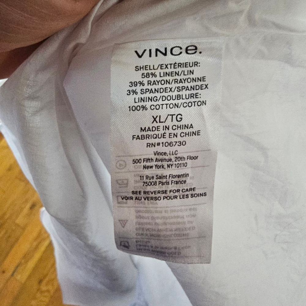 Vince White Linen Blend Maxi Dress Women's Extra Large - Picture 7 of 7